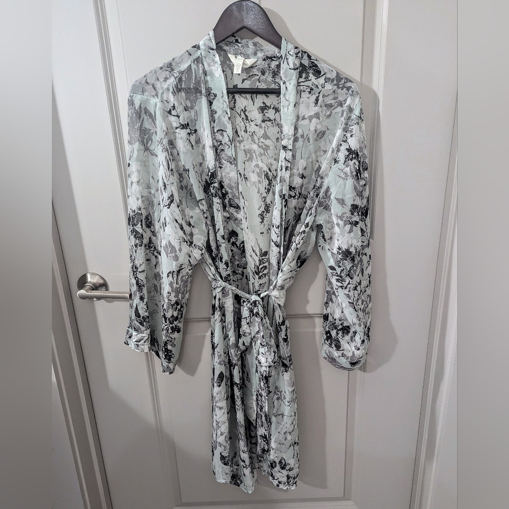 ⭐*New w/o Tags!* Soma Sage Watercolor Chiffon Short Robe/Kimono L/XL - Picture 3 of 5
